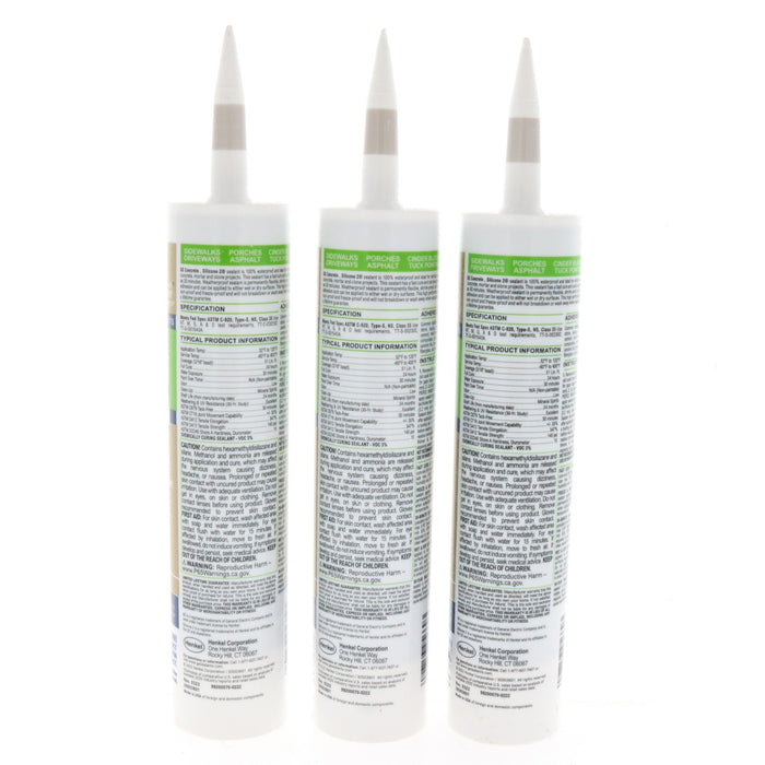 GE Advanced Light Gray Silicone 2 Concrete and Masonry Caulk Sealant 10.1 oz ~ 3-Pack