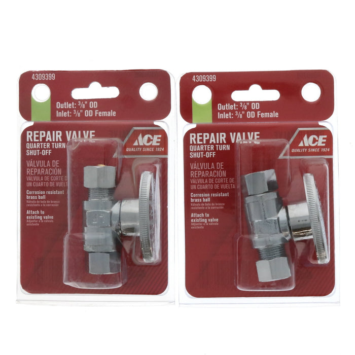 Ace Hardware #ACE2072LF 3/8 in. FPT X 3/8 in. Compression Brass Repair Valve ~ 2-Pack