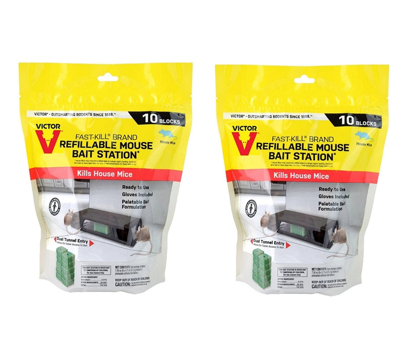 Victor #M922 Fast-Kill Small Animal Trap For Mice ~ 2-Pack ~ 2 Traps and 20 Baits Total