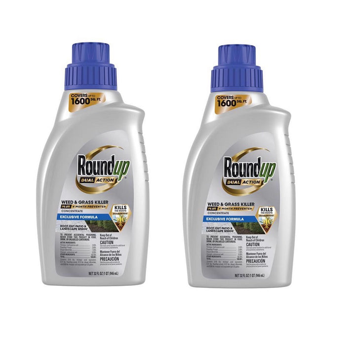 Roundup #5376906 Dual Action Weed and Grass Killer Concentrate ~ 2 Pack ~ 64 oz Total