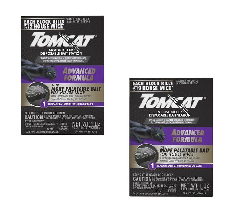 Tomcat #0373805 Advanced Formula Bait Station and Bait Block For Mice ~ 2-Pack ~ 4 oz Total