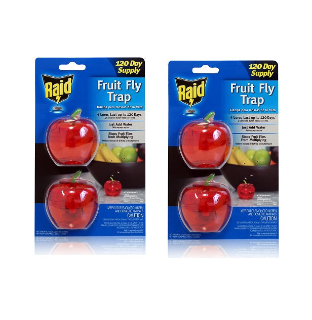 Raid #2PKFFTARAID Fruit Fly Trap ~ 2 Pack ~ 4 Traps Total