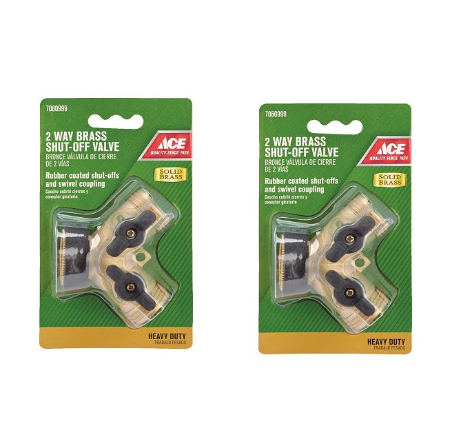 Ace Hardware #GT3160 Brass Threaded Male 2-Way Shut-off Valve ~ 2-Pack