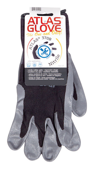 Atlas #370BL-08.RT Unisex Indoor/Outdoor Dipped Gloves Black/Gray L ~ 2-Pack