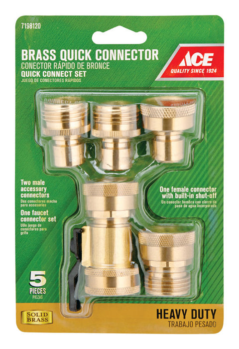 Ace Hardware #GT3450 Brass Threaded 5 Piece Quick Connector Hose Set