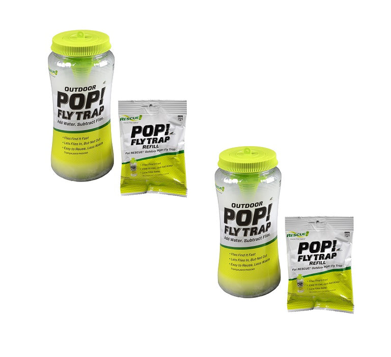 RESCUE #PFTR-BB4 POP Outdoor Hanging Fly Trap Large Capacity ~ 2-Pack