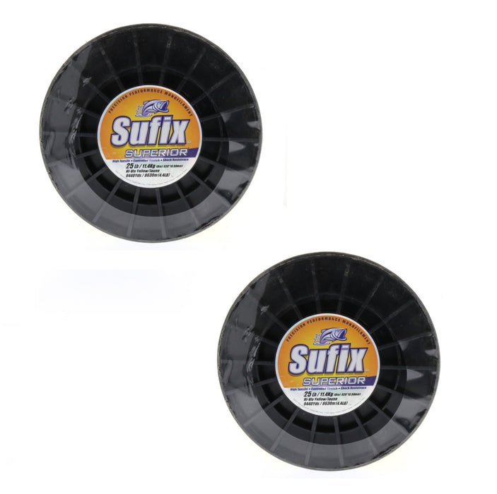 Sufix #650-125 Superior Monofilament Fishing Line 25lbs 9440yds Hi Vis Yellow ~ 2-Pack