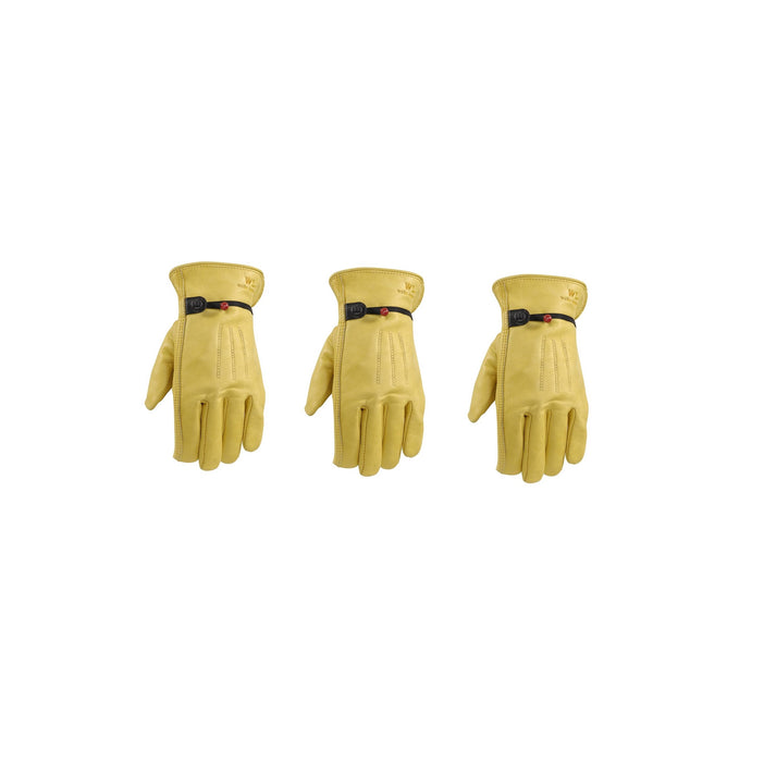 Wells Lamont Cowhide #1132S S Leather Driver Saddletan Gloves ~ 3-Pack