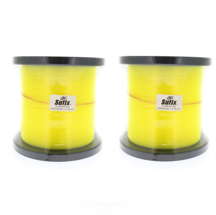 Sufix #650-140 Superior Monofilament Fishing Line 40lbs 6550yds Hi Vis Yellow ~ 2-Pack