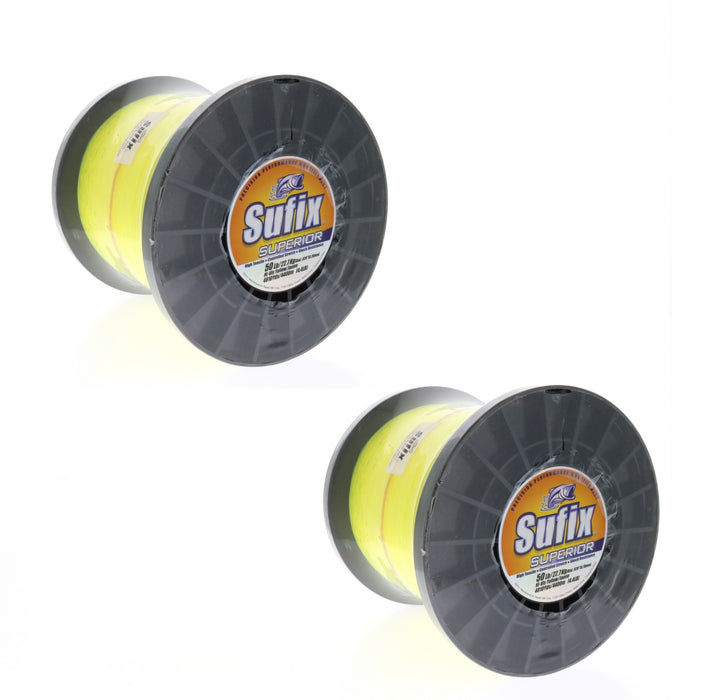 Sufix #650-150 Superior Monofilament Fishing Line 50lbs 4810yds Hi-Vis Yellow ~ 2-Pack