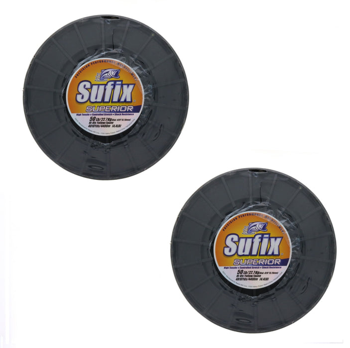 Sufix #650-150 Superior Monofilament Fishing Line 50lbs 4810yds Hi-Vis Yellow ~ 2-Pack