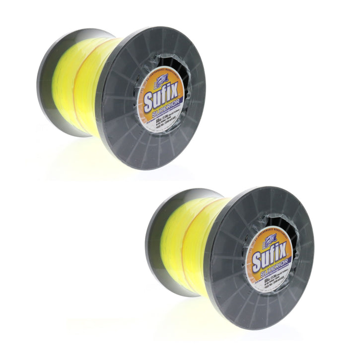 Sufix #650-160 Superior Monofilament Fishing Line 60lbs 3655yds Hi Vis Yellow ~ 2-Pack