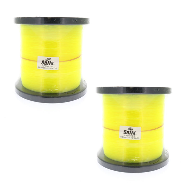 Sufix #650-160 Superior Monofilament Fishing Line 60lbs 3655yds Hi Vis Yellow ~ 2-Pack