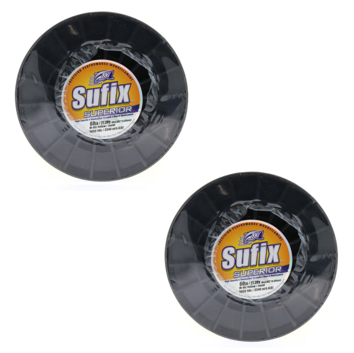 Sufix #650-160 Superior Monofilament Fishing Line 60lbs 3655yds Hi Vis Yellow ~ 2-Pack