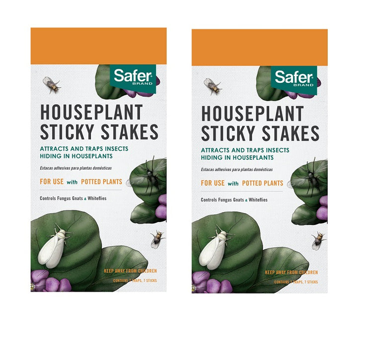 Safer Brand #5026 Houseplant Sticky Insect Control Stakes ~ 2-Pack ~ 14 Stakes Total