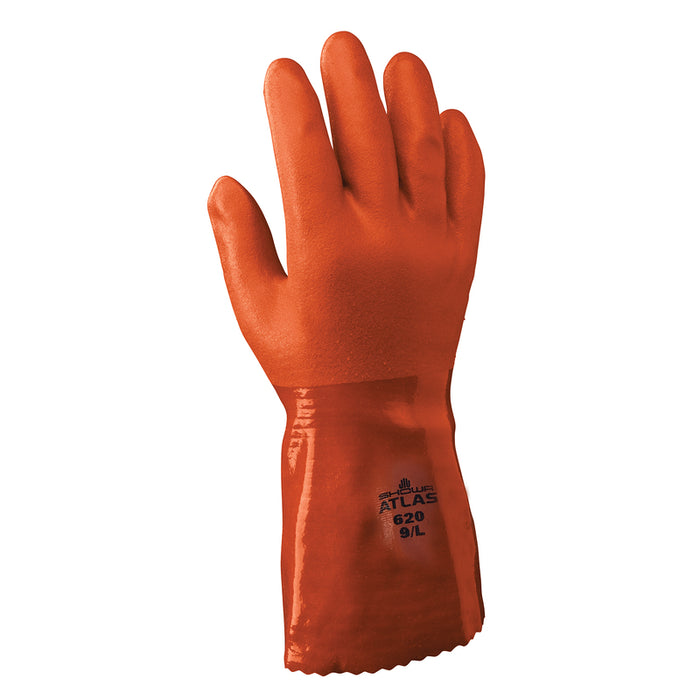 Atlas #620L-09.RT Unisex Indoor/Outdoor Chemical Gloves Orange L ~ 2-Pack