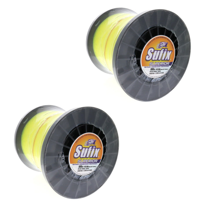 Sufix #650-300 Superior Monofilament Fishing Line 100lbs 2405yds Hi Vis Yellow ~ 2-Pack