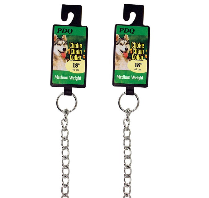 PDQ #12918 Steel Dog Choke Chain Collar Medium/Large 12"-18" ~ 2-Pack