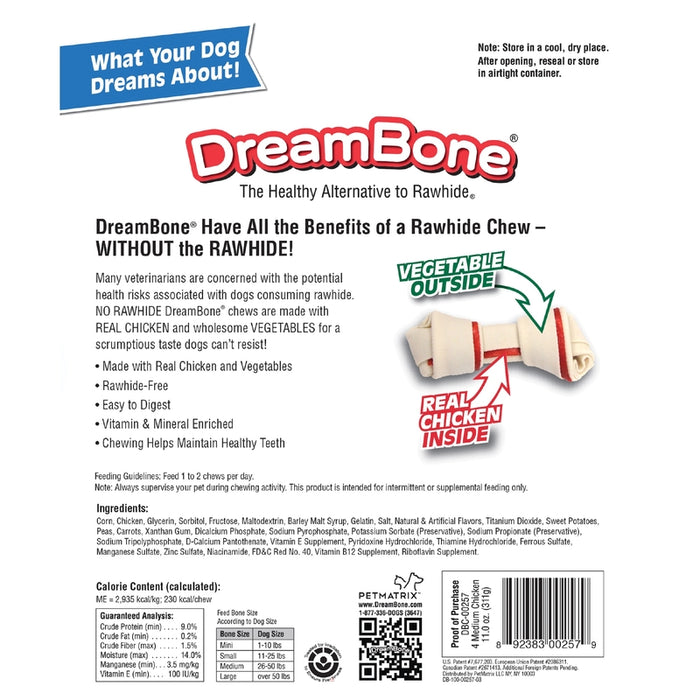 DreamBone #DBC-00257 Chicken/Vegetables Chews For Dogs 11 oz 4 pk ~ 3Pack