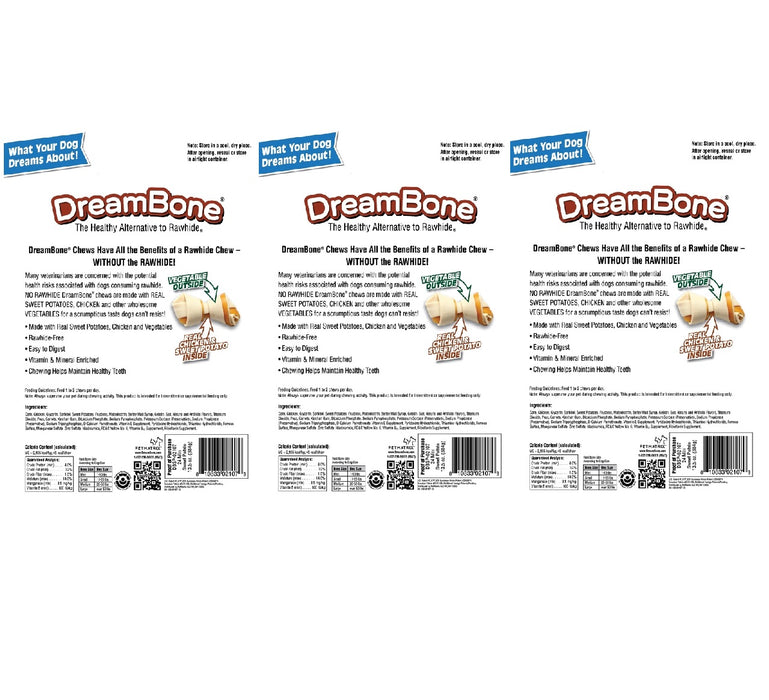 DreamBone #DBSP-02107 Chicken/Sweet Potato Chews For Dogs 24 Per Package ~ 3-Pack ~ 72 Chews Total