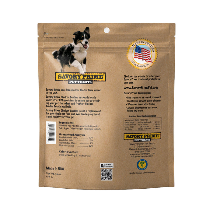 Savory Prime #374 Natural Chicken Grain Free Jerky Tenders For Dogs 16 oz ~ 3-Pack