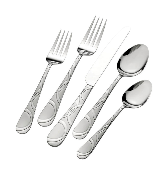 Pfaltzgraff #5153138 20-Piece Stainless Steel Flatware Set ~ Swirl Patterned Handles