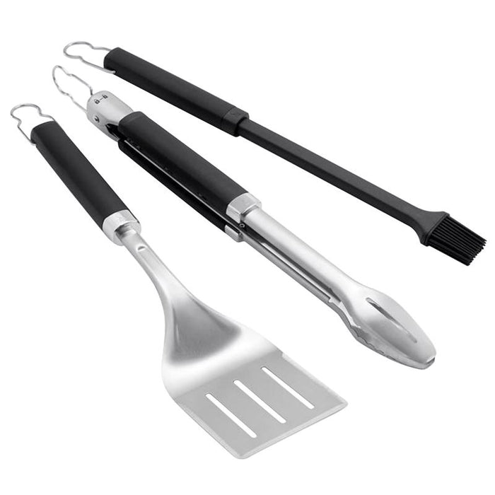 Weber #6772 Precision Stainless Steel Black/Silver Grill Tool Set ~ 3-Piece