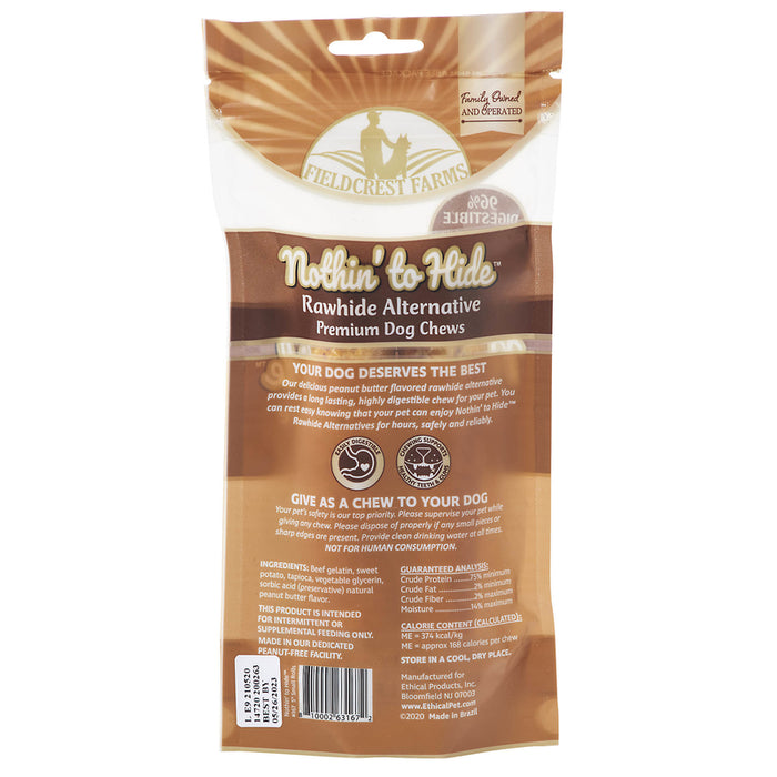 Fieldcrest Farms #167 Nothin' to Hide Peanut Butter Grain Free Chews For Dogs 5 in. ~ 6-Pack ~ 12 Chews Total