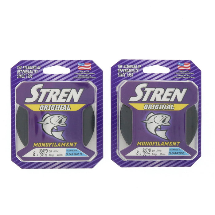 Stren #SOFS8-26 Original Monofilament Fishing Line 8lbs 330 Yds Clear Blue ~ 2-Pack