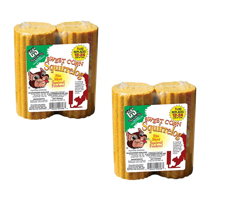 C&S Products #608 Corn Squirrelog Squirrel and Small Critter Food ~ 2-Pack ~ 4 Logs Total