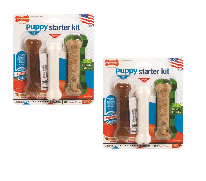 Nylabone #N201PSKPX Starter Kit Assorted Puppy Chew Bones ~ 2-Pack ~ 6 Bones Total~ <br data-mce-fragment="1">