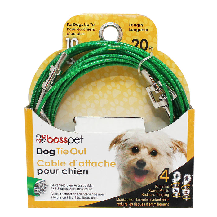 Boss Pet #Q222000099 Vinyl Coated Cable Dog Tie Out 20' Small Dogs