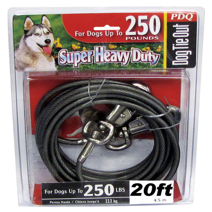 PDQ #Q682000099 Silver Tie-Out Vinyl Coated Cable Dog Tie Out X-Large