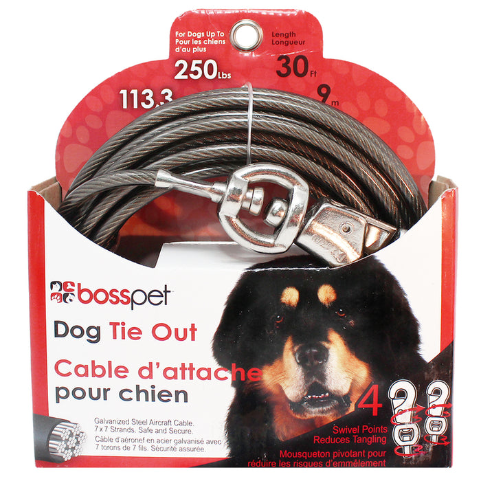 PDQ #Q683000099 Silver Tie-Out Vinyl Coated Cable Dog Tie Out X-Large