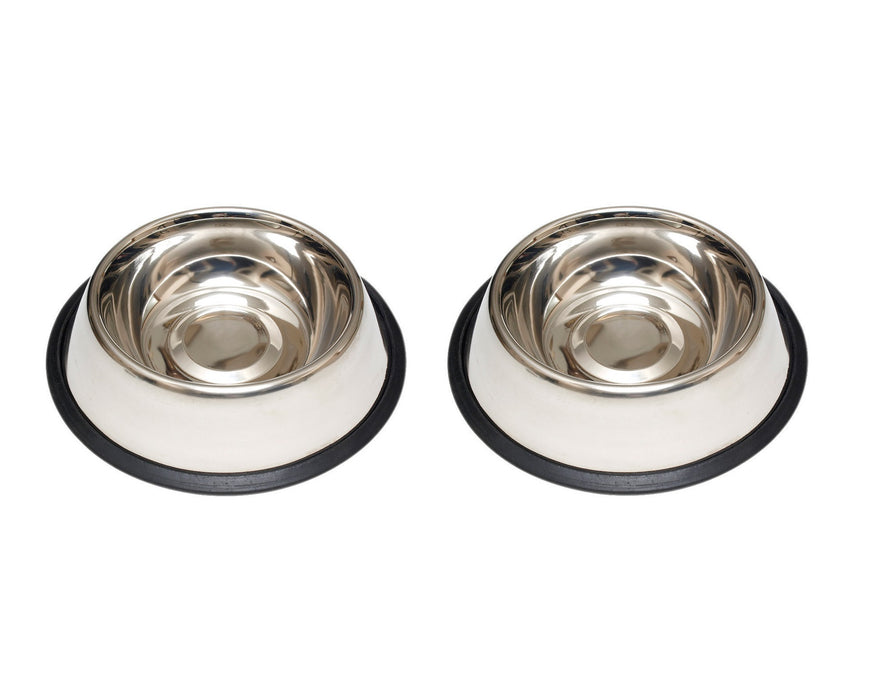 Hilo #ZW142 32 Silver Plain Stainless Steel 32 oz Pet Dish For Dog ~ 2-Pack