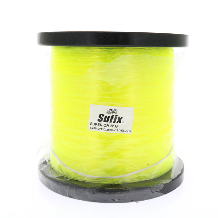 Sufix #650-330 Superior Monofilament Fishing Line 130lb 1640yds Hi Vis Yellow