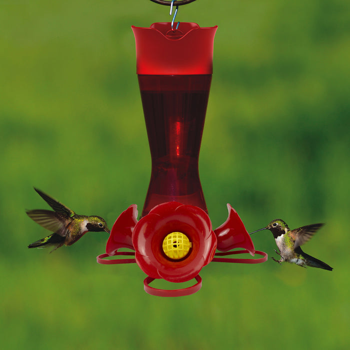 Perky-Pet Hummingbird 8 oz Plastic Pinch Waist Nectar Feeder 4 ports ~ 2-Pack