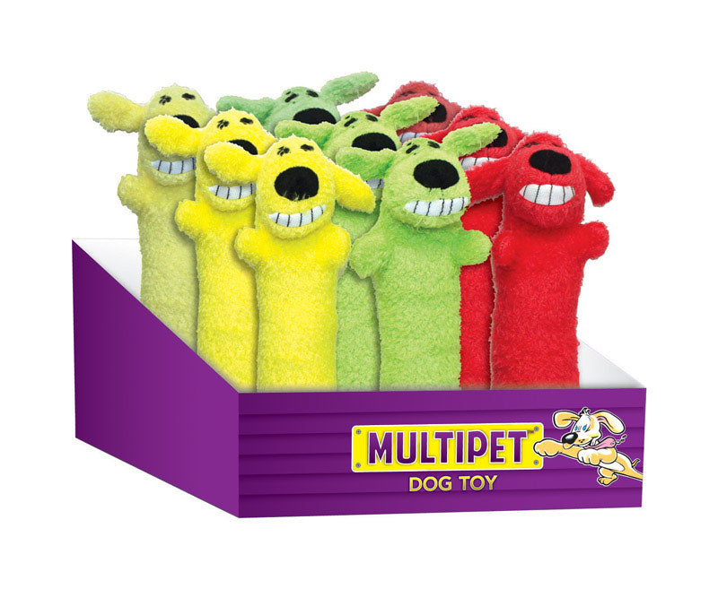 Multipet Loofa Assorted Plush Squeaker Dog Toy Large ~ 3-Pack