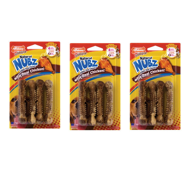 Nylabone #NEN201VP4W Nubz Chicken Chews For Dogs 3.3 oz 4 Per Package ~ 3-Pack ~ 12 Chews Total