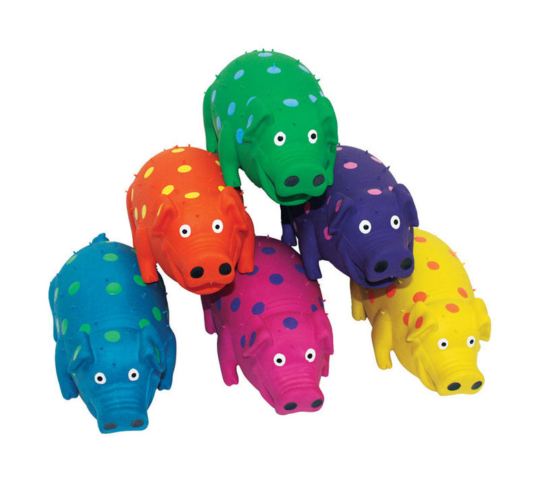 Multipet #61004 Globlets Assorted Latex Polka Dot Pig Dog Toy Large ~ 3-Pack