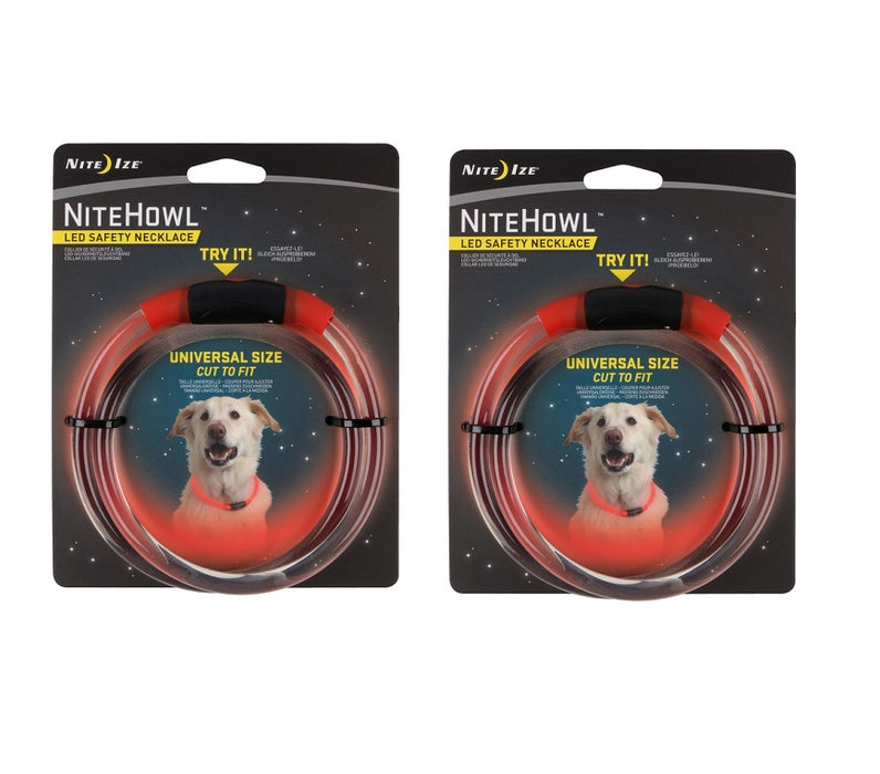 Nite Ize # NHO-10-R3 NiteHowl Red Illuminated Dog Safety Collar ~ Universal Sizing ~ 2-Pack