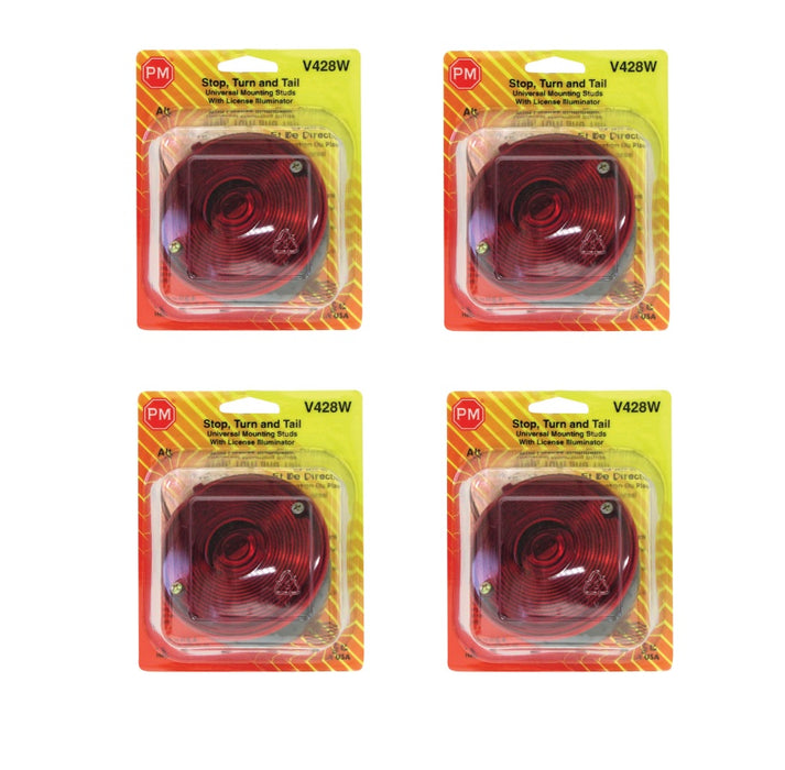 Peterson #V428 Red Round License Stop Tail Turn Light ~ 4-Pack