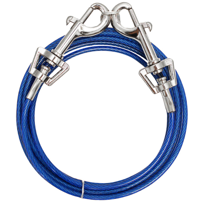 Bosspet #Q232000099 Blue/Silver Vinyl Coated Cable Medium Dog Tie Out