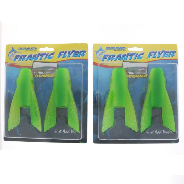 Braid Frantic Flyer 7" Swimmer Lure Bait Green/Yellow ~ 2-Pack