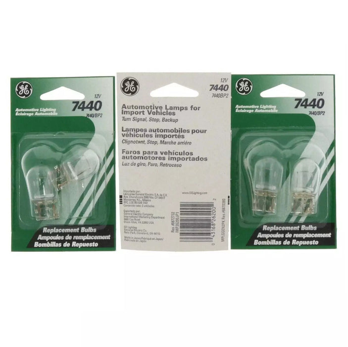 GE Replacement Auto Bulbs 12V 7440 / BP2 ~ 3-Pack ~ 6 Bulbs Total