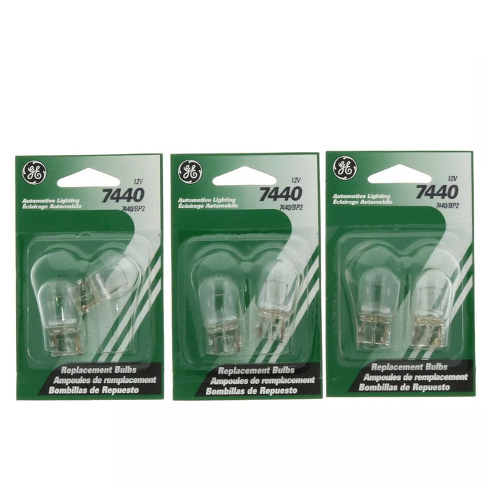 GE Replacement Auto Bulbs 12V 7440 / BP2 ~ 3-Pack ~ 6 Bulbs Total