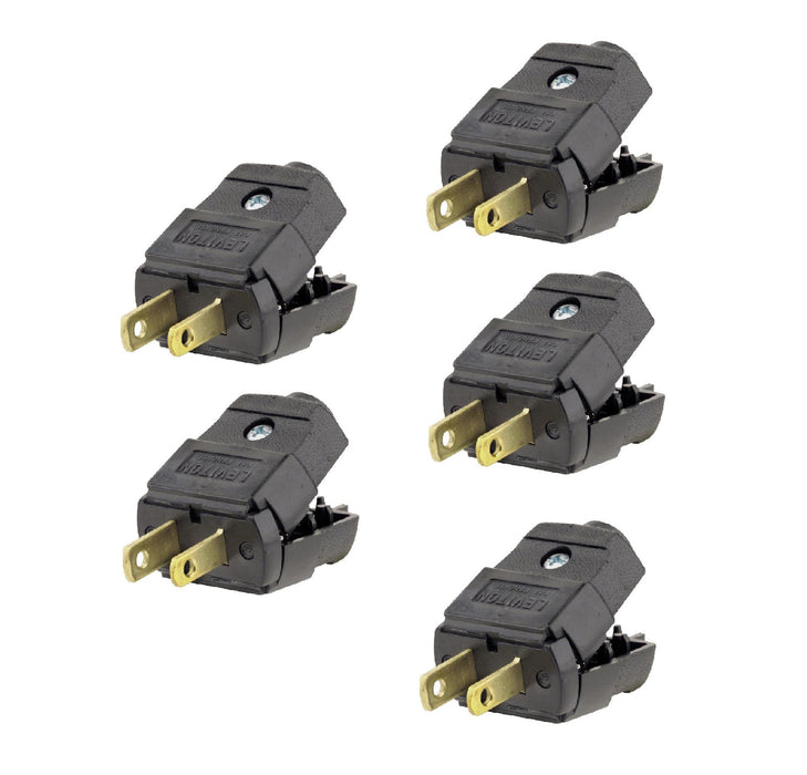 Leviton #037-00101-2EP Residential Thermoplastic Straight Blade Plug 2 Pole 2 Wire ~ 5-Pack