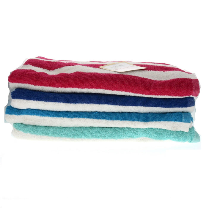 J&M Home Fashions #3220 Cabana Stripe Towels 30"x60" ~ 4-Pack