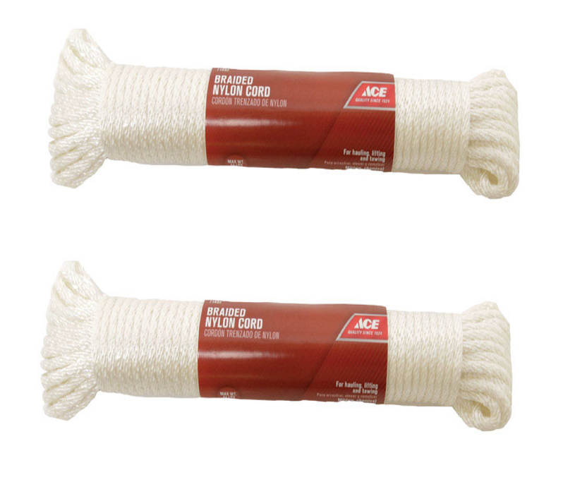 Ace #G1012H050H10AC2 3/16 in. D X 50 ft. L White Solid Braided Nylon Rope ~ 2-Pack