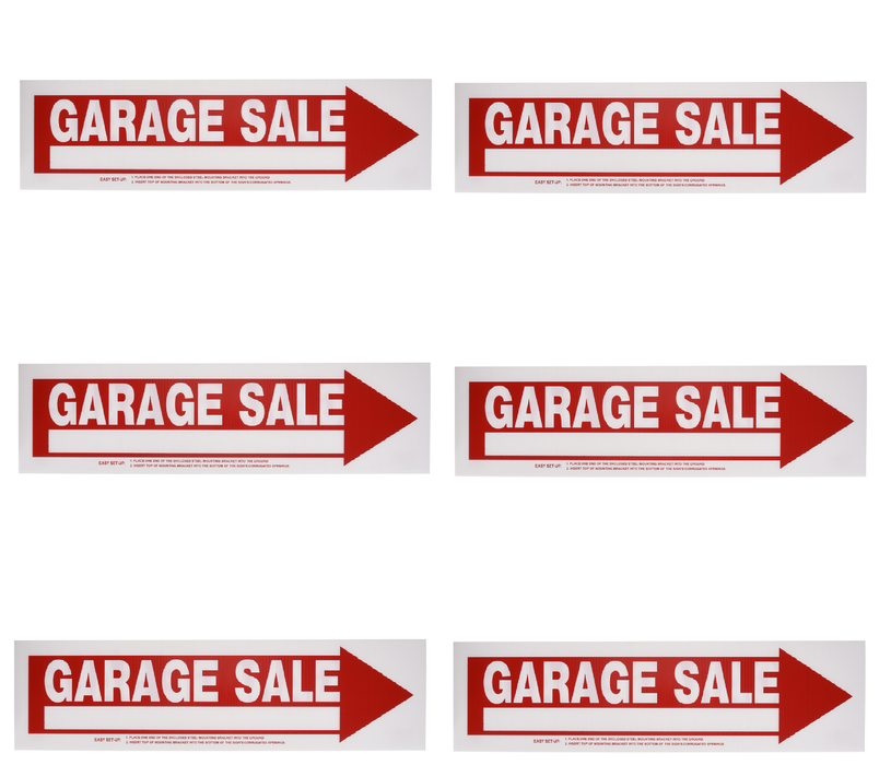 Hillman #842228 English White Garage Sale Sign 6 in. H X 24 in. W ~ 6-Pack